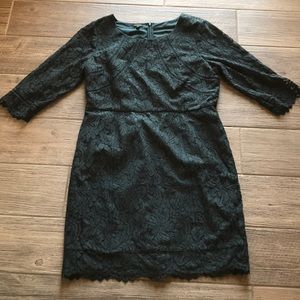 Talbots dark green lace dress